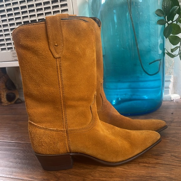 Acme vintage mustard suede cowboy boots - Picture 3 of 12